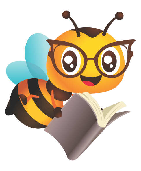 Mascote Treini na Escola lendo livro