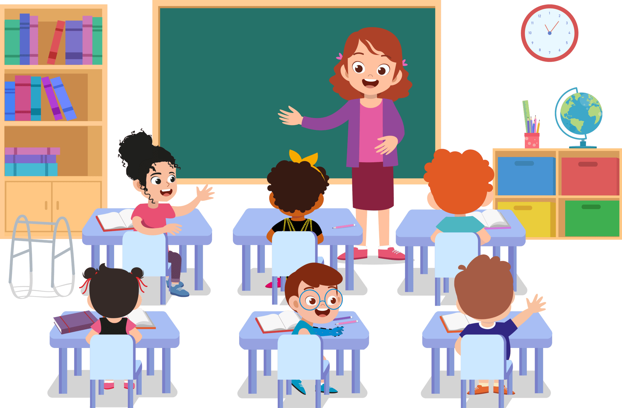 Ilustração sala de aula inclusiva
